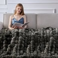 thumbnail image 5 of Faux Fur Throw Blanket, 1000GSM Fluffy Soft Bubble Blanket for Couch Bed, Cozy Plush Warm and Thick Blanket, Fuzzy Rabbit Lola Throw for Living Room Bedroom 50''*60'' Tie-dye Grey, 5 of 7