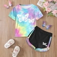 thumbnail image 2 of felwors Girls Summer Outfits 2Pcs Kids Clothes Girls Tie Knot Front Tops T-Shirts and Casual Short Sets 4-7Y (5-6 Years,Sky Blue), 2 of 6