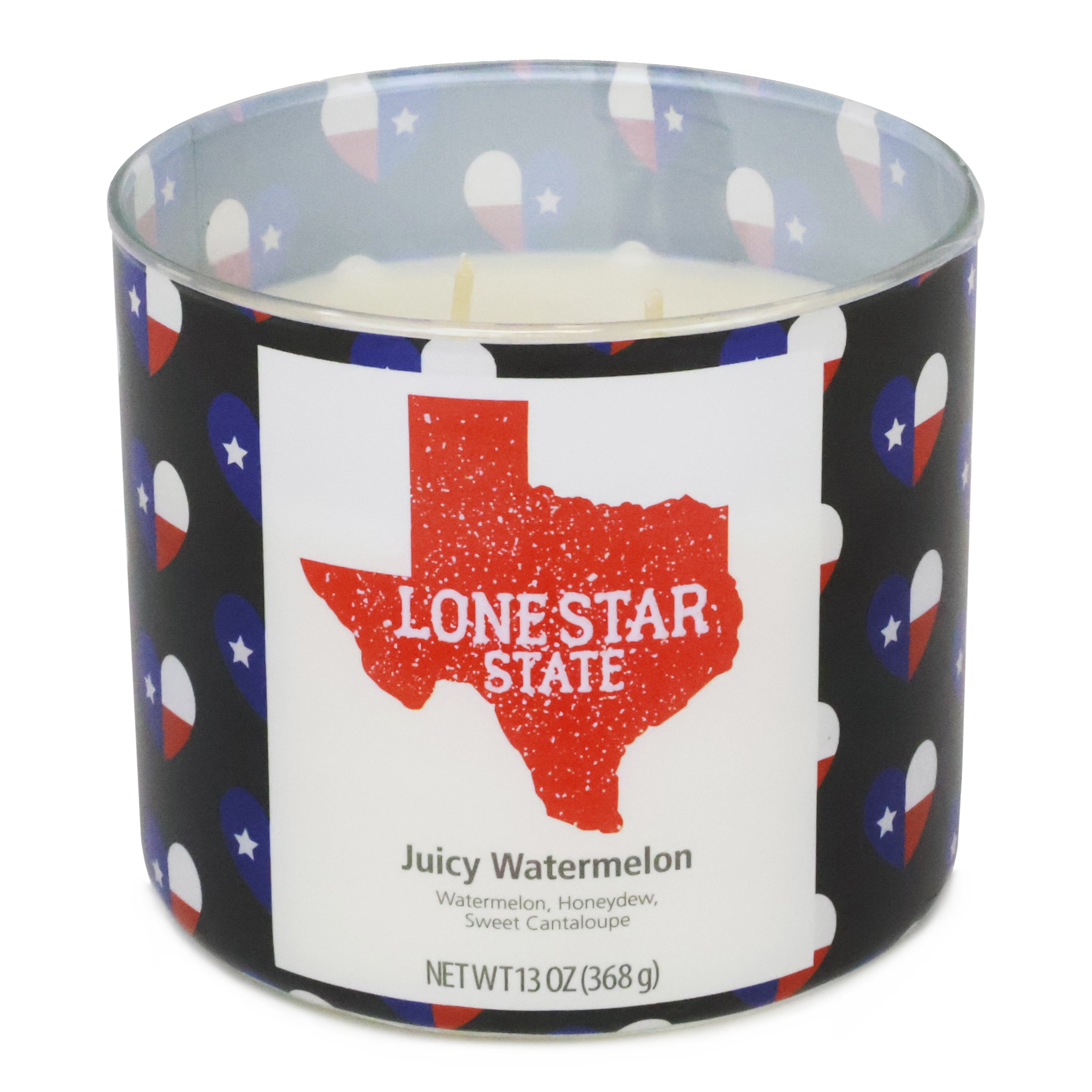 Mainstays Texas Themed Lone Star State Juicy Watermelon 3-Wick candle, 13-Ounce