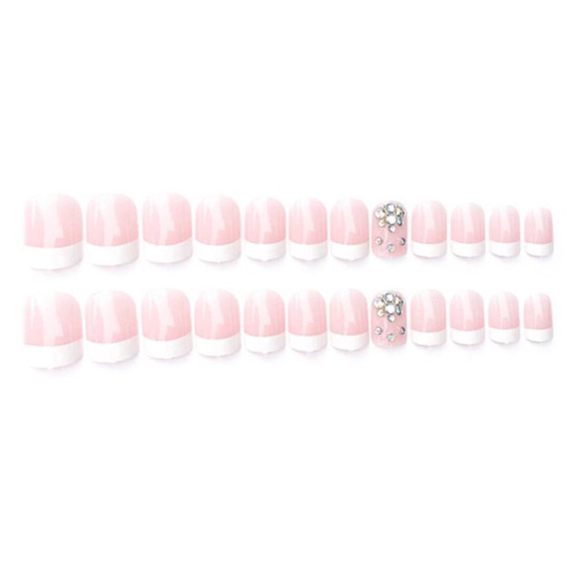 24 unids/caja decoración de diamantes de imitación de estilo Simple punta y pegamento artificiales para decoración de uñas