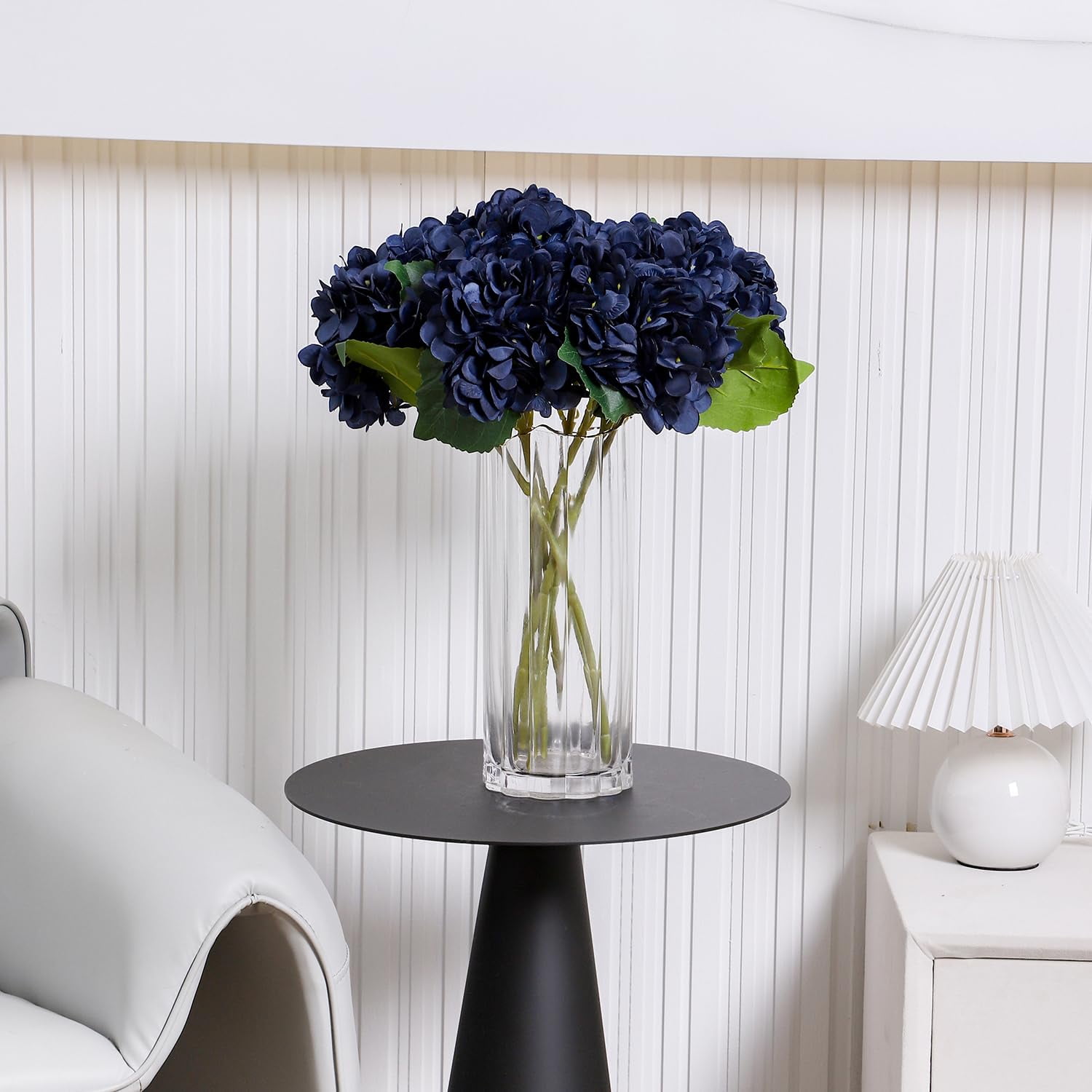 Cabin 6pcs Fake White Flowers Artificial Silk Hydrangea Flowers Bouquets Faux Hydrangea Stems(White)