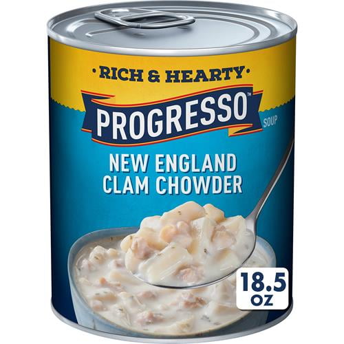 Progresso New England Clam Chowder Soup, Rich & Hearty Canned Soup, Gluten Free, 18.5 Oz - Pack of 2