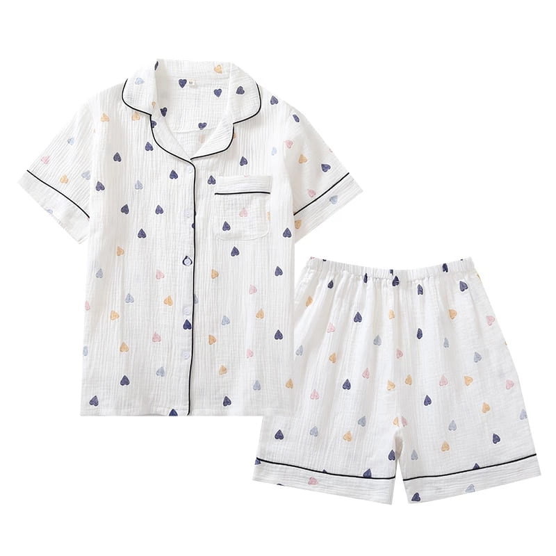 Voianlimo Women Cotton Pajamas Set Short Sleeve Cute Home Service Suit Summer New Other