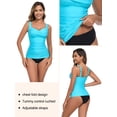 thumbnail image 2 of Ocean Blues Women's V Neck Twisted Tummy Control Ruched Tankini Top, 2 of 6