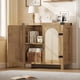 thumbnail image 1 of 31.5-pulgada small rattan buffet gabinete con almacenamiento kitchen coffee bar gabinete con doors boho rural sideboard con adjustable estantes y handle para kitchen y sala de estar (natural), 1 of 6