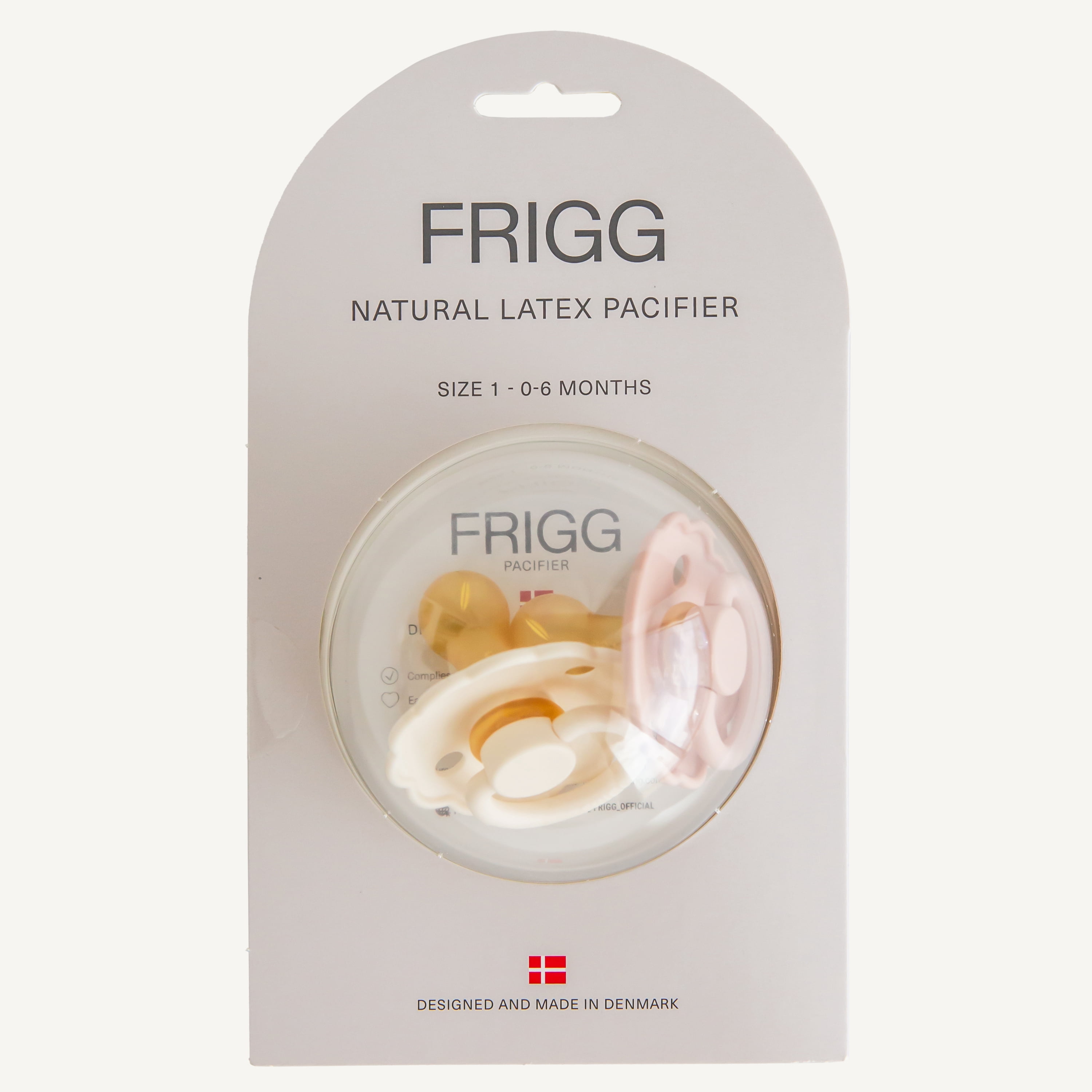 FRIGG Daisy Natural Rubber Pacifier 2-Pack, 6-18 Months, Blush/Cream