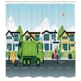 thumbnail image 3 of Ambesonne Garbage Truck Shower Curtain, Truck on Road and Men, 69"Wx84"L, Multicolor, 3 of 3