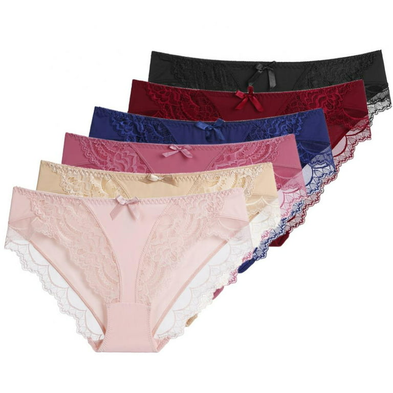 Xmarks Women's Underwear Soft Lace Trim Panties Briefs - Seamless Hipster  Breathable Comfortable Stretch Underpants(6-Packs) 