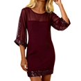 thumbnail image 2 of Women's Round Neck Sequin Mini Dress, Long Sleeve Bodycon Party Dress, Sparkling Cocktail Dress for Night Out, Club and Evening Events Wine XXXL, 2 of 4