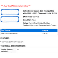 thumbnail image 2 of Valve Cover Gasket Set - Compatible with 1988 - 1993 Chevy S10 4.3L V6 1989 1990 1991 1992, 2 of 2