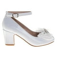 thumbnail image 2 of Badgley Mischka Girls Double Ankle Strap Dress Shoes. (Little Kids Big Kids), White Patent, Size: 1, 2 of 7
