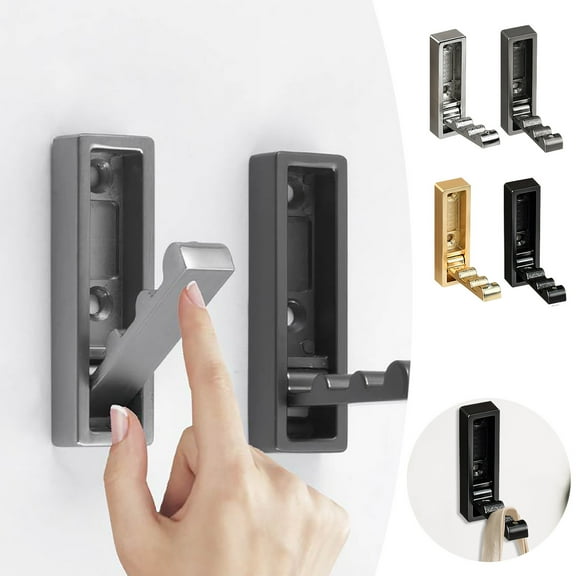 1 PCS Folding Hideaway Coat Hooks Single Foldable Wall Hook Zinc Alloy Alloy Coat Rack Black Hook Retractable Fold Down Hooks
