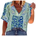 thumbnail image 1 of Birdeem Chemise d'Été Rétro à Col en V Décontractée à Manches Courtes Imprimée pour Femmes, 1 of 6