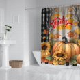 thumbnail image 3 of Pumpkin Thanksgiving Buffalo Check Shower Curtains,Washable Bathtub Curtains with Hooks Retro Polyester Fabric Curtains for Thanksgiving Day Fall Party Home Decor, 3 of 5