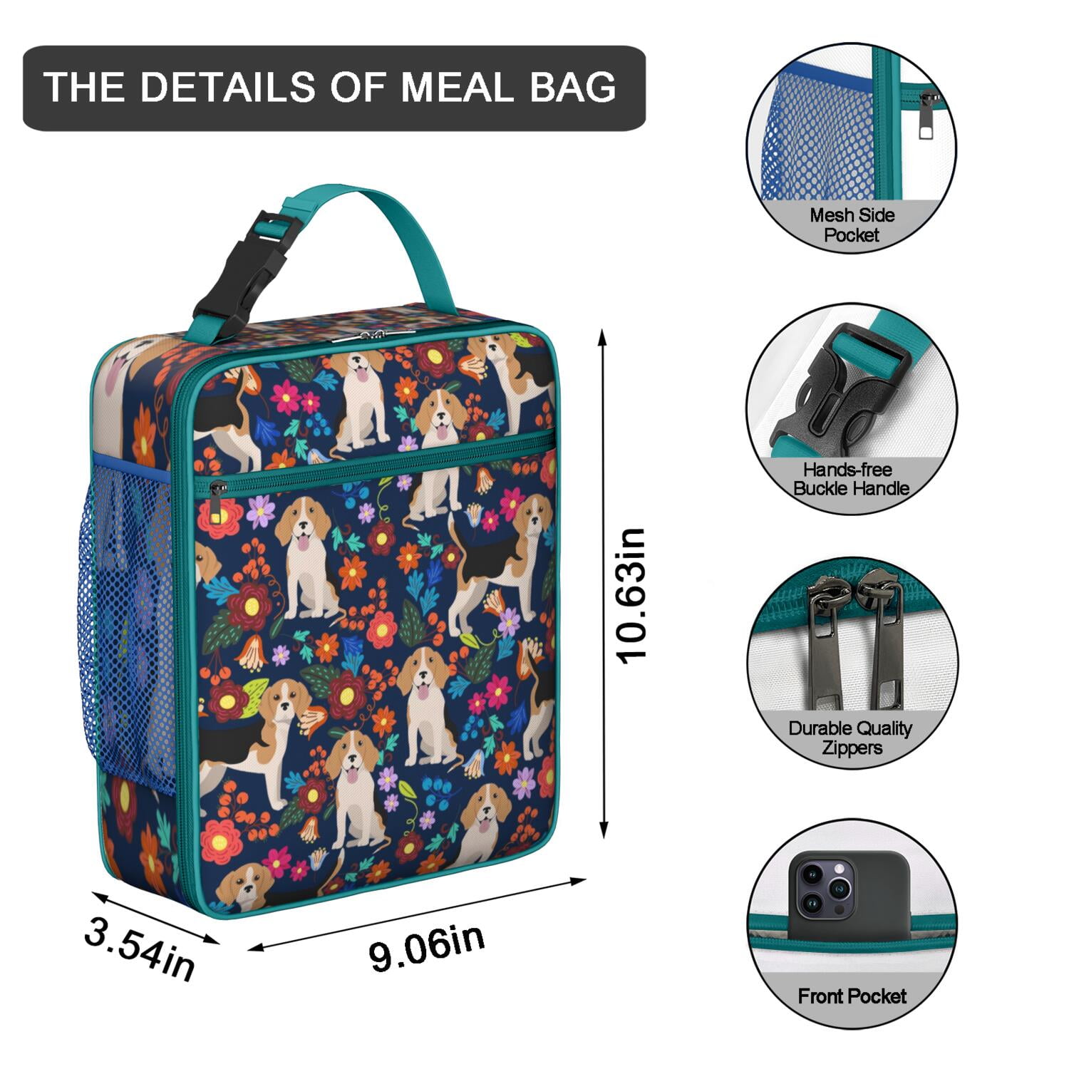 Adorable Cartoon Puppy Insulated Lunch Bag, Artistic Dog Pattern Bento Tote, Reusable Soft Cooler for Dog Lovers, Office, Gym, Travel
