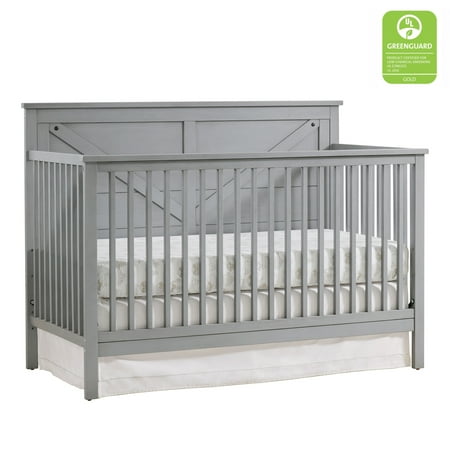 UPC: 0082056280834 | Oxford Baby Montauk 4-in-1 Convertible Crib Farmhouse Gray GREENGUARD Gold Certified Wooden Crib