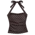 thumbnail image 6 of Girls Polka Dot Halter Cami Top Kids Bow Tie Back Sleeveless Tank Top Slim Fit Ruched Side Y2K Spotted Summer Casual Crop Vest(Black,10-11 Years), 6 of 9