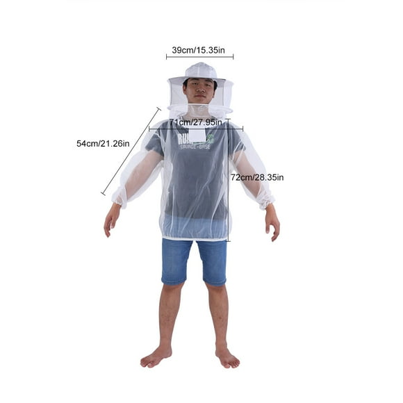 Professional Beekeeper Jacket with Transparent Beekeeping Equipment and Hooded Veil, Essential Bee Sting for Beekeeping Work and Farm Visits