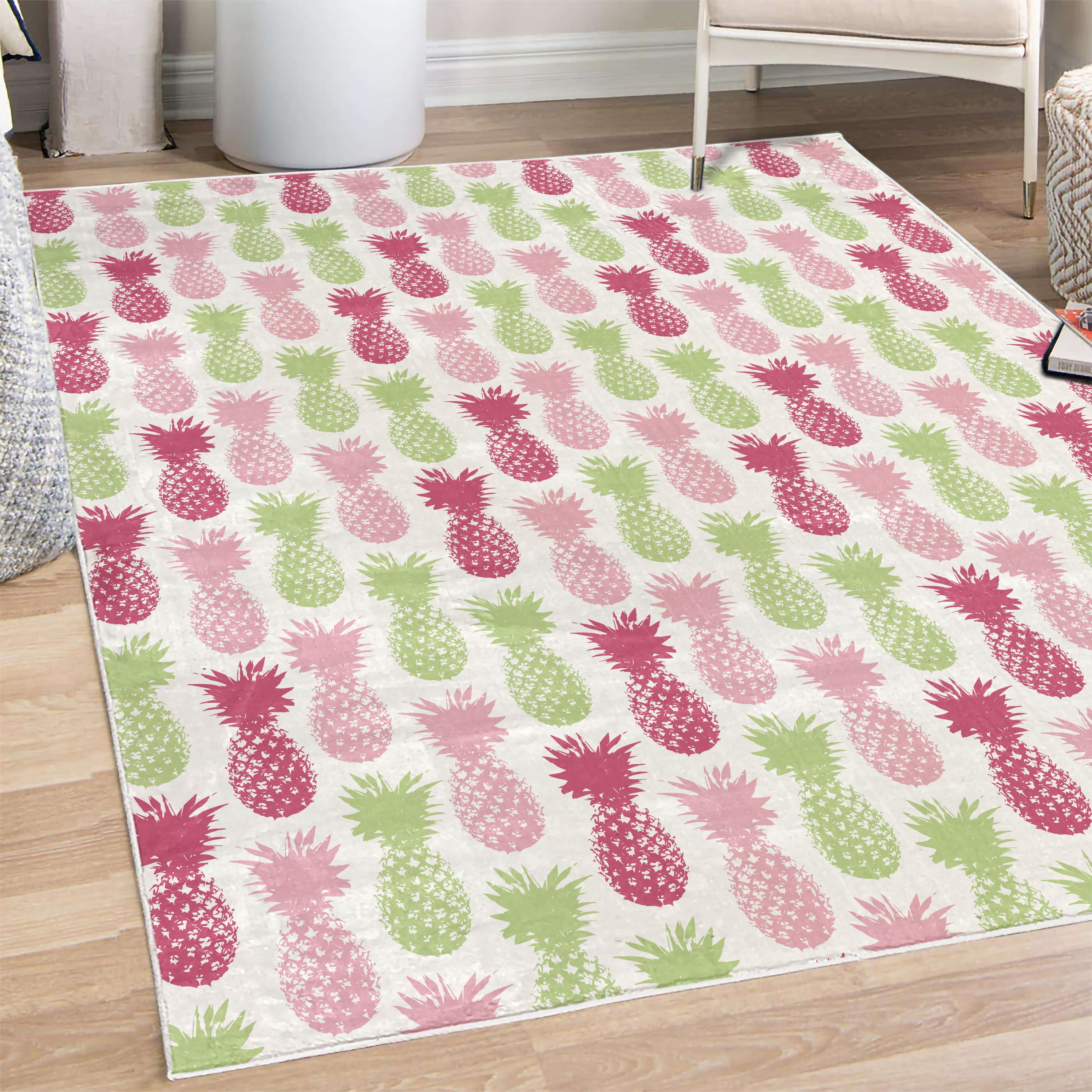 Pineapple Rug Wool Pineapple Decorative Rug, Summer Island Tropic Fruit Pattern Stamped ...