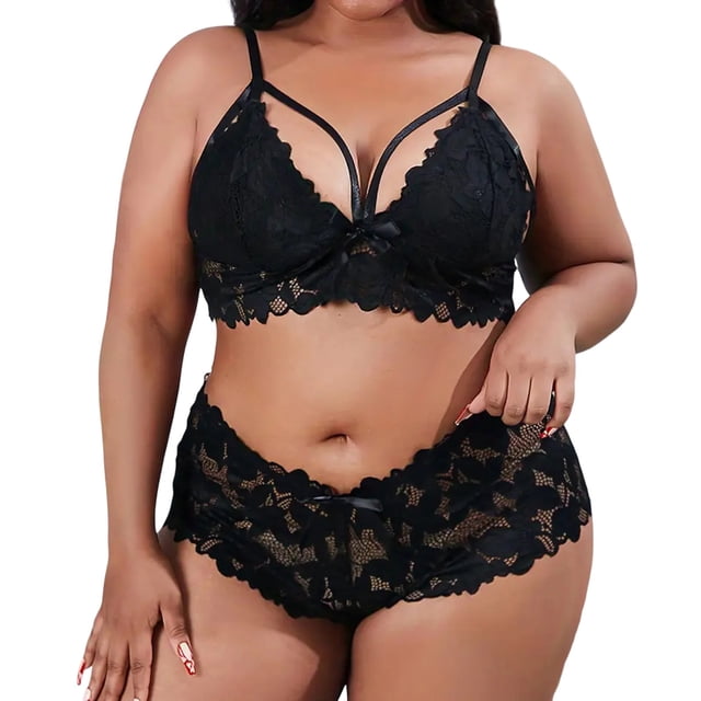 Gibobby Ropa sexy de mujer para sexo Conjunto de ropa interior de encaje para mujer, conjunto de ropa interior y ropa interior de encaje con correa(Negro, 3XG)
