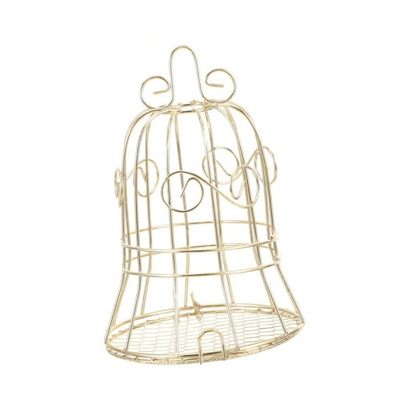 Decorative Metal Bell-Shaped Bird Cage, Vintage Style Hanging Display for Home, Garden, or Party Décor, Cream Finish