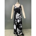 thumbnail image 5 of Women Summer Spaghetti Strap Sleeveless V Neck Sundress Boho Floral Vacation Maxi Suspender Dress Black XXL, 5 of 7