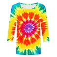 thumbnail image 5 of CYMMPU Spring Tops Crew Neck Tunic Tops Fall Fashion Shirts Loose Fit Blouses for Women Dressy Casual 3/4 Sleeve Tie Dye Ombre T-Shirts Multicolor XL, 5 of 5
