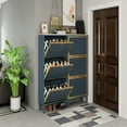 thumbnail image 4 of YesFashion Shoe Cabinet, Shoe Organizer Cabinet with Foot Pad, Metal Base And Legs 3 Flip Drawers Entryway Organizer, Multi-Layer Shoe Cabinet for Hallway, Living Room, 4 of 9