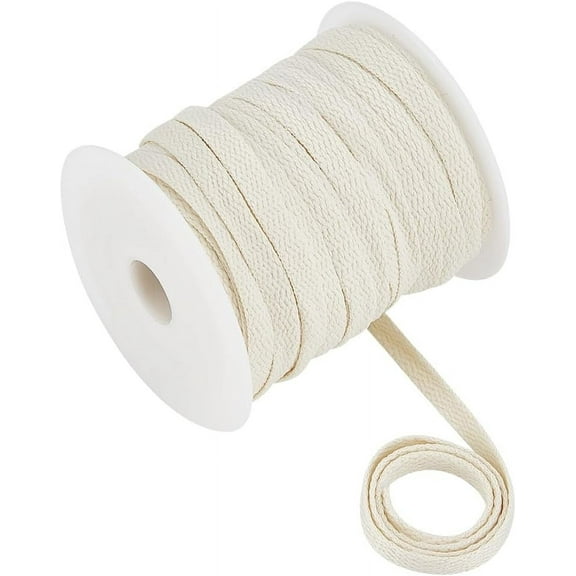 27.34 Yards Flat Drawstring Rope Replacement 1/4 inch(8mm) Wide Light Yellow Soft Drawstring Cord with 1pc Plastic Spool for Coats Pants Shorts DIY
