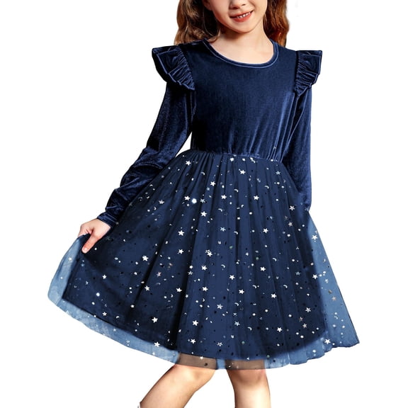 Arshiner Girl Dress Toddler Tutu Velvet Tulle Long Sleeve Special Occasion Dresses