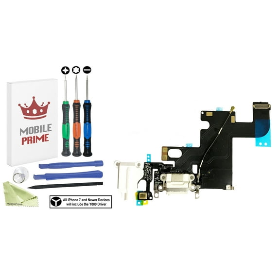 MobilePrime White Charging Charger Port Complete Professional Repair Kit Compatible with Tools for i-Phone 6 A1549 A1586 A1589