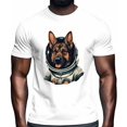 thumbnail image 2 of Camisetas casuales de manga corta con estampado de perro con traje espacial para hombre, 2 of 8