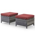 thumbnail image 4 of Giantfurnni 2 Peices Patio Rattan Ottomans, Outdoor Wicker Footrests with Cushions for Porch Backyard Deck, 4 of 7
