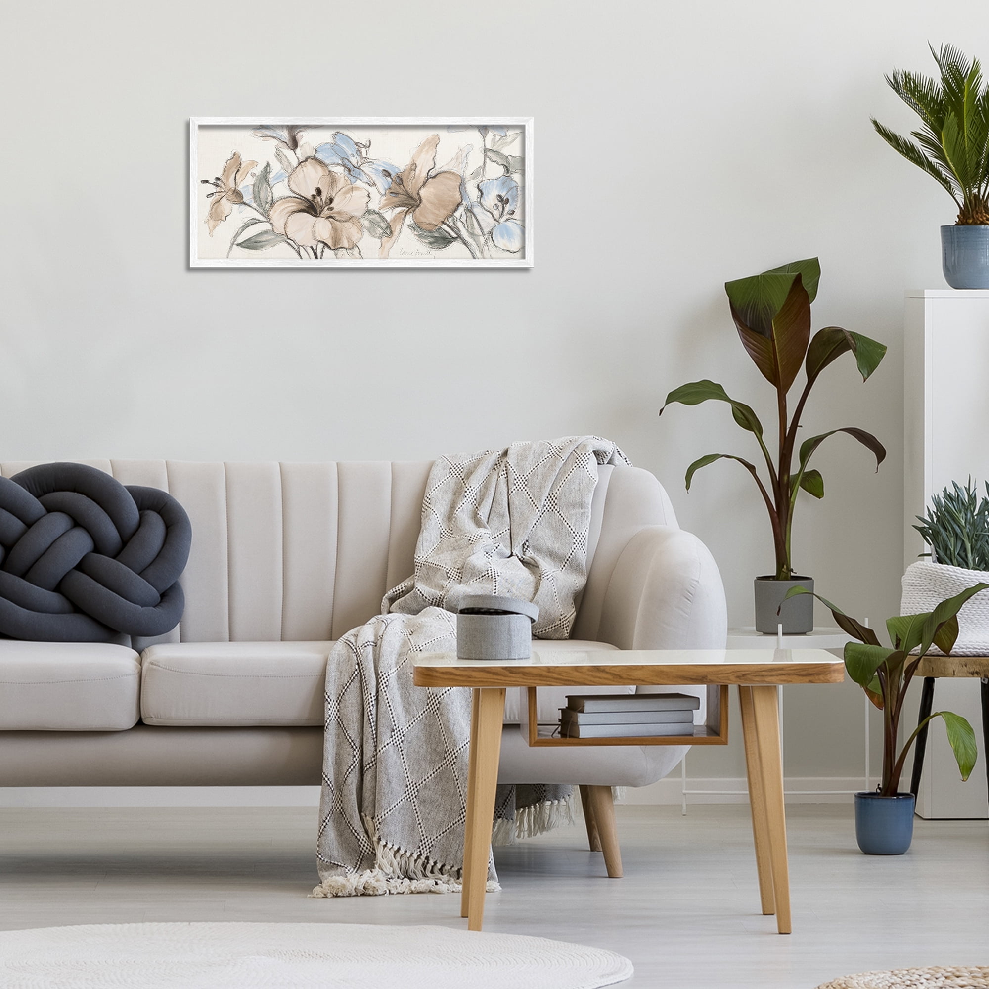 Stupell Industries Whispering Florals Neutral White Framed Giclee Art, design by Lanie Loreth