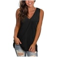 thumbnail image 2 of DailyTrove Women's V Neck Sleeveless Tank Top, Casual Loose Fit Tunic with Pocket, 2 of 5