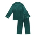 thumbnail image 4 of Aislor Kids Girls Boys Sleepwear Suit Silk Lapel Long Sleeve Pocket Button Top with Pants, 4 of 7