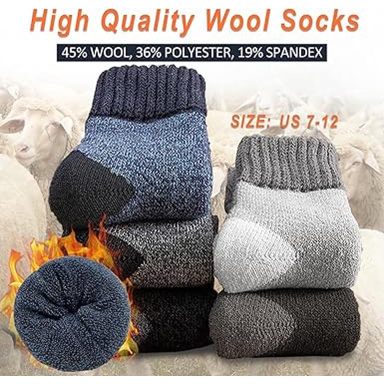 Wool Socks Men\'s Thick 5 Pairs Thermal Warm Winter Men Super Soft Cozy Boot Cold Cushioned Wool Socks Mens, 5 Pairs Hiking Thermal Warm Socks  main image 2