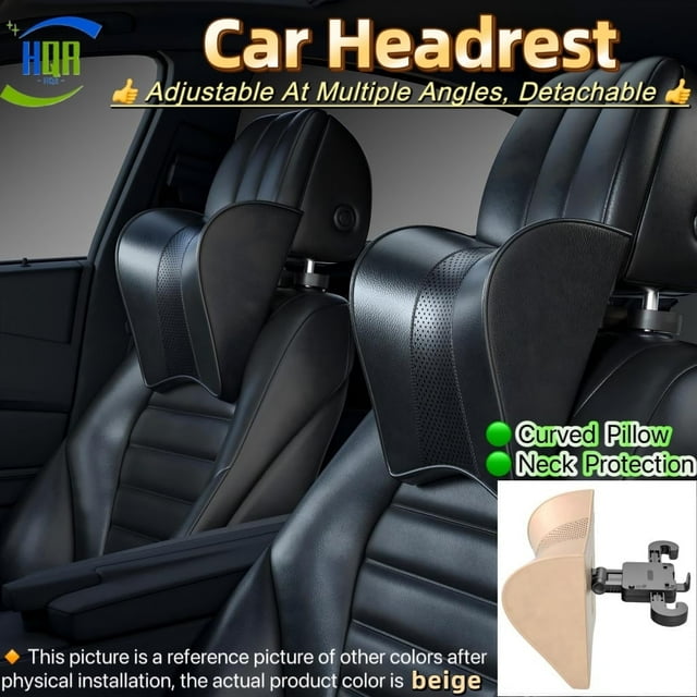 Car Chair Headrest,for Seat with Headrest Bar,Curved pillow,Neck Protection,Adjustable,1 Count
