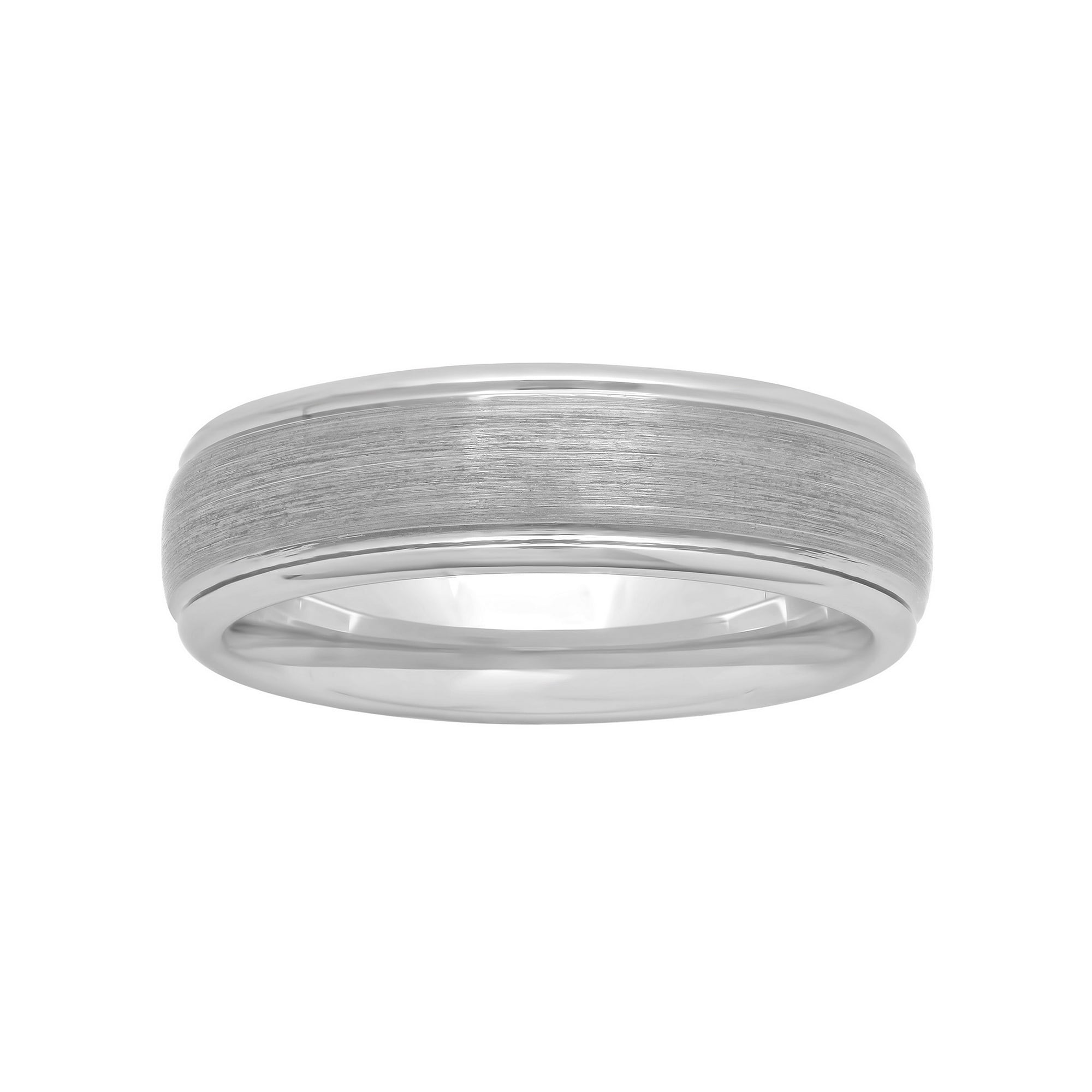 Mens Gray Tungsten 7MM Grooved Comfort Fit Wedding Band - Mens Ring