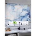 thumbnail image 5 of Sheer Curtains 45 Inch Length 2 Panels Set for Kitchen, Blue Marble Semi Sheer Curtains for Windows, Gradual Modern Abstract Art Voile Window Treatments Rod Pocket Curtain, 5 of 7