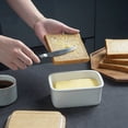 thumbnail image 2 of Sweejar Home Porcelain Butter Dish with Lid, Airtight Large Butter Keeper with Wooden Lid, Butter Container Perfect for 2 Sticks of Butter West or East Coast Butter (White), 2 of 5