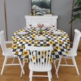 thumbnail image 2 of Black White Checker Sunflower Pattern Round Tablecloth 60"x60",Wrinkle Wipeable Table Cloth for Kitchen Dining Room Picnic Patio Party, 2 of 6