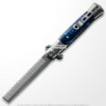 thumbnail image 3 of Munetoshi 9" Blue Wood Handle Spring Button Folding Comb Hair Styling Pocket Carrying, 3 of 6