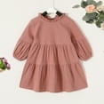 thumbnail image 2 of Happy Town Toddler Baby Girls Dress 6M-4T Fall Winter Long Sleeve Dress Lantern Solid Color Girls Clothes, 2 of 7