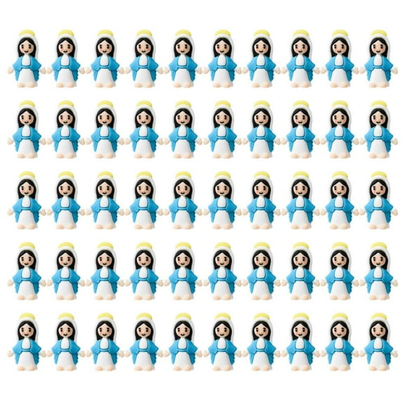 50pcs-Little Virgin Mary Figurines Miniature Virgin Mary Doll to Hide and Seek Classic Religious Gifts for Sunday Easter Eggs Stuffers Baptism Gift(blue)
