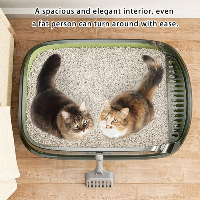 Yiran Thickened Semi Enclosed Splash Proof Cat Litter Box, Peach Pink, Extra Large Size