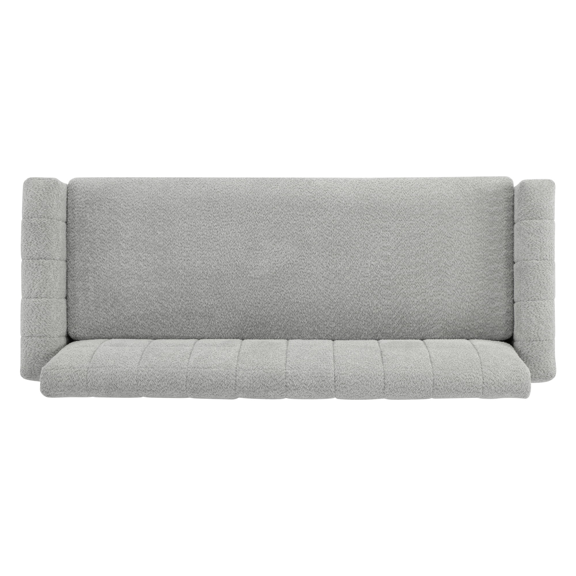 Leumius Loveseat Sofa, Boucle Fabric Biscuit Back Loveseat with Square Arms and Single Cushion Seat, Upholstered 2-Seater Couch for Living Room and Bedroom, Light Grey-Blue