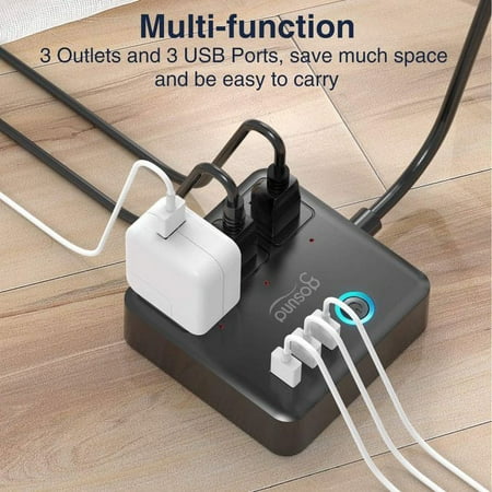 Gosund Smart Power Strip,WiFi Outlets Work with Alexa Google Home,Mini Smart Plug Surge Protector with3USB 3 Charging Port 10A(Black）