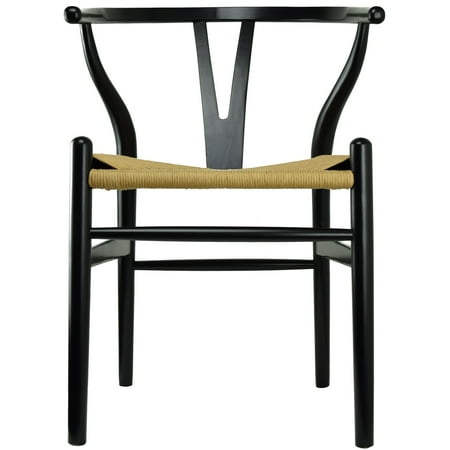 Cross Back Chairs White 2xhome Black Wishbone Wood Armchair With Arms Open Y Back Open Mid Century Modern Contemporary Assembled Chair Dining Chairs Woven Seat Brown for Kitchen Living Desk Office Guest Work Home Accent ()
