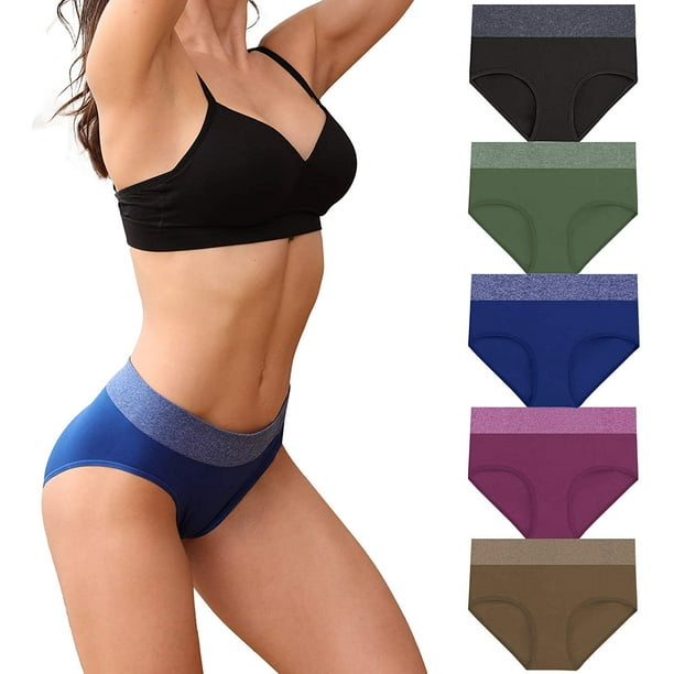 Women's Low/High Waist Seamless Underwear Soft Full Coverage Ladies Panties  Colorful Breathable Stretch Briefs 5 Pack